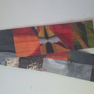 Andrea Greer Reversible Linen Vibrant Colors Abstract Wrap Scarf (Bx13)